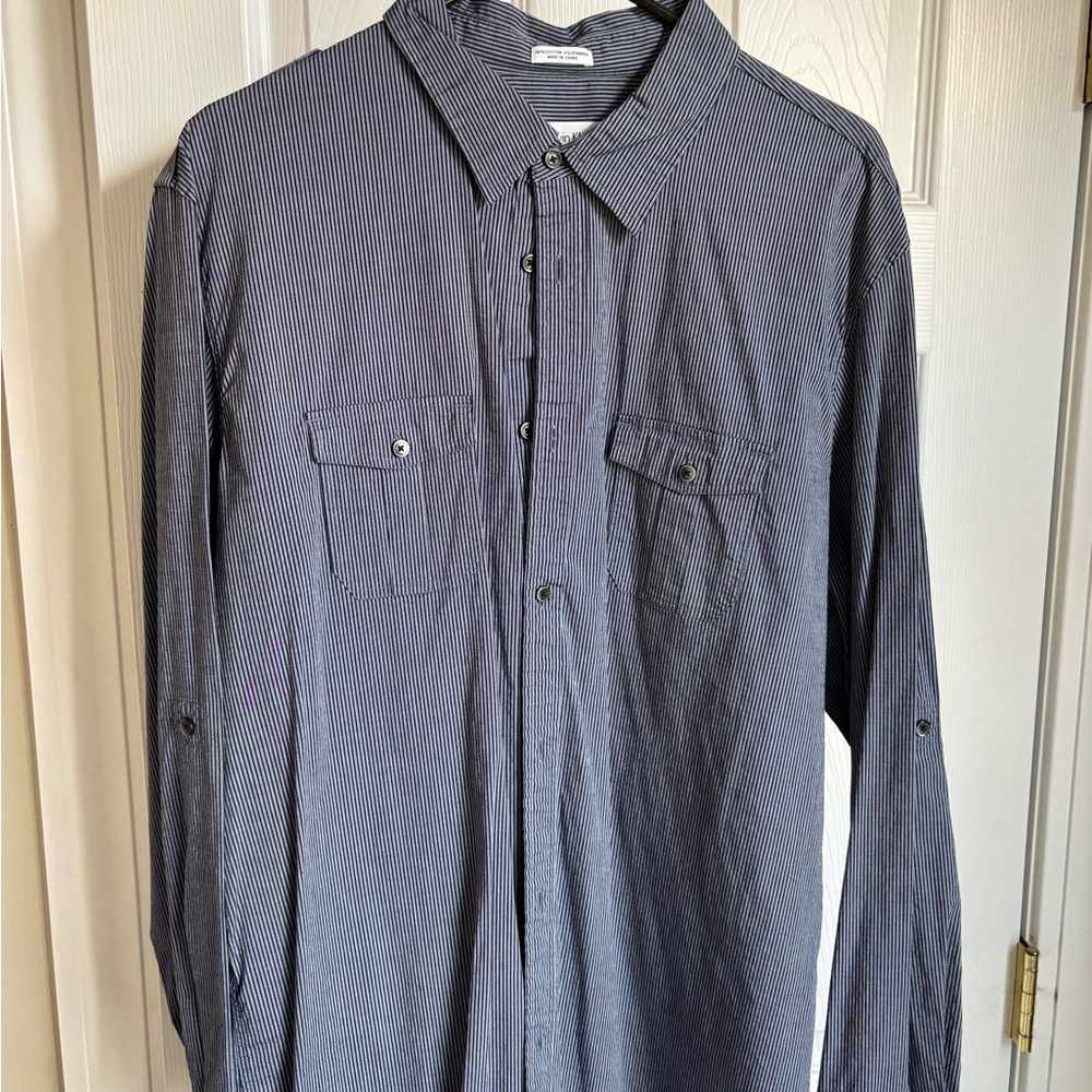 Calvin Klein Men's Navy Stripe Button-Down Shirt